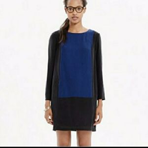 Madewell Blue Black Colorblock Sheath Dres…